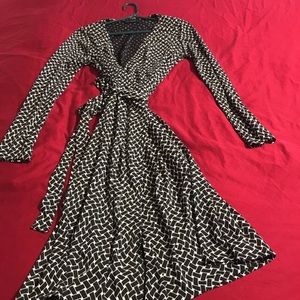 Black and gold wrapped around dress